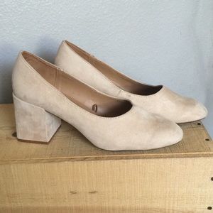 Zara suede block heel pumps